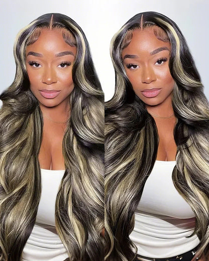 Balayage Highlight Color Body Wave No Glule Needed Upgraded V Part Cap Human Hair Wigs