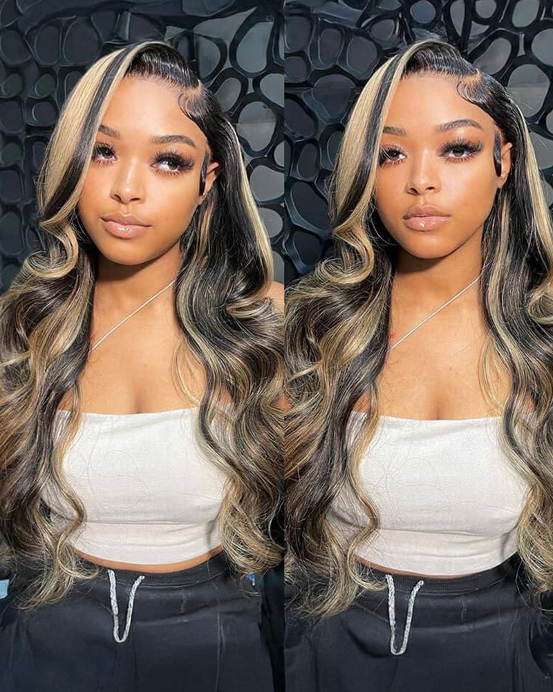 【Bogo Sale】Balayage Highlight Colored Straight 13x4 Lace Front Human Hair Wig