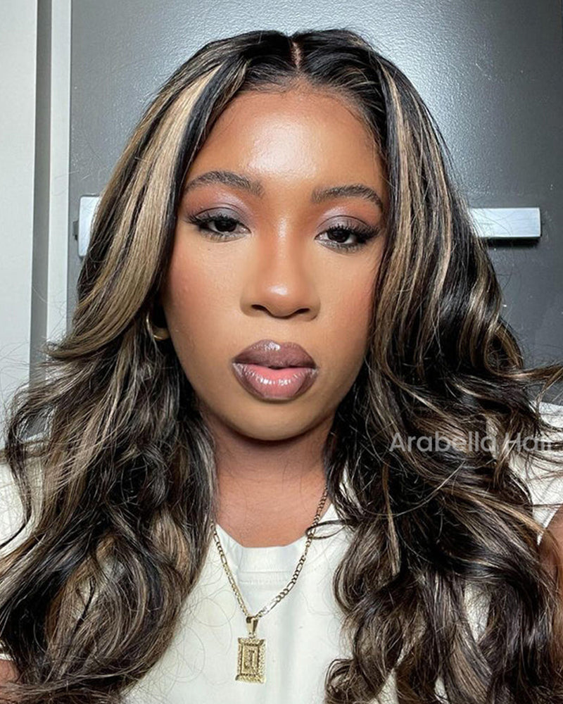 【Bogo Sale】Balayage Highlight Colored Straight 13x4 Lace Front Human Hair Wig