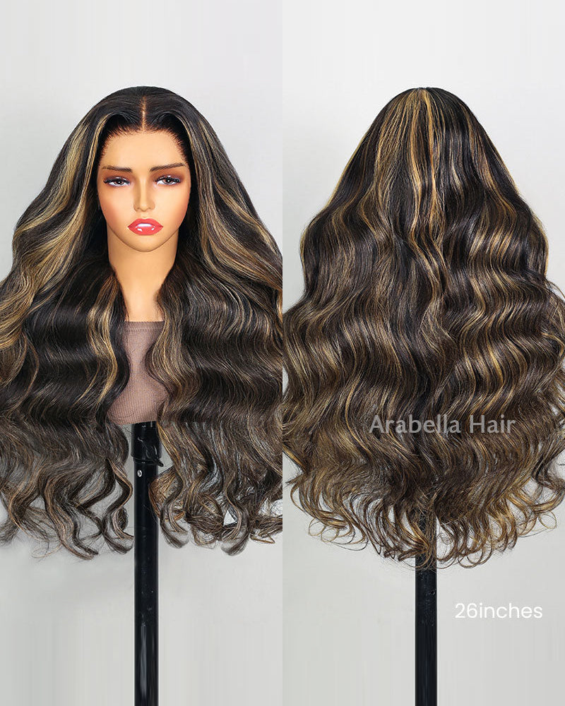 【Bogo Sale】Balayage Highlight Colored Straight 13x4 Lace Front Human Hair Wig