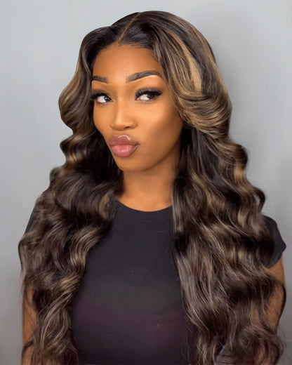 Balayage Highlight Color Body Wave 6x5/13x4 Lace Front Human Hair Wig Free Part
