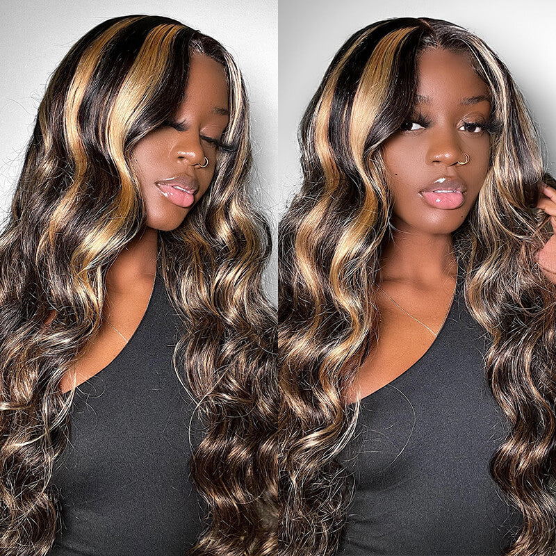 24&quot; 5x5 Glueless Lace Body Wave Balayage Colored Human Hair Wigs