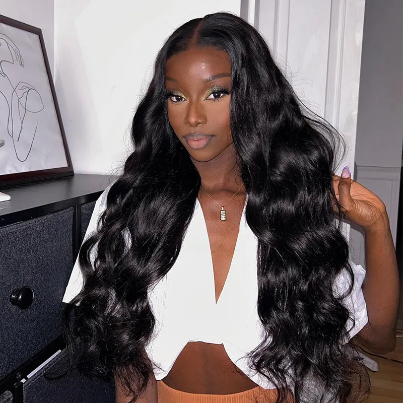 HD Lace 15A Top Hair Grade 4x4/5x5 Lace Closure Wig Natural Black Color Human Hair Wig BodyWave Style