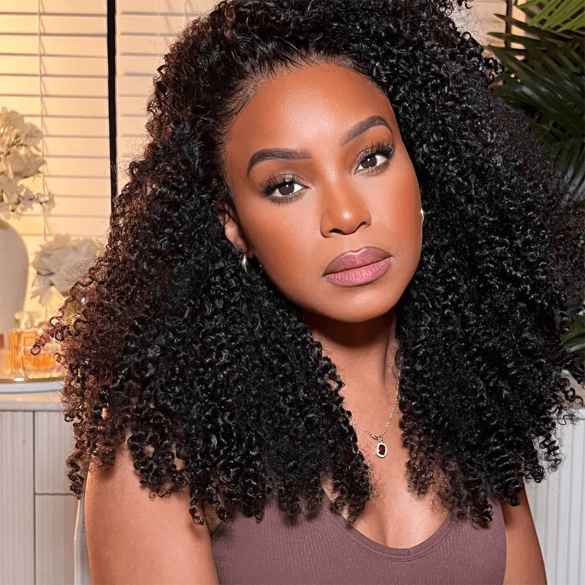 Kinky Straight Curly Wig 13x4 Lace Frontal Natural Black 210% Density Human Hair Wigs Free Part