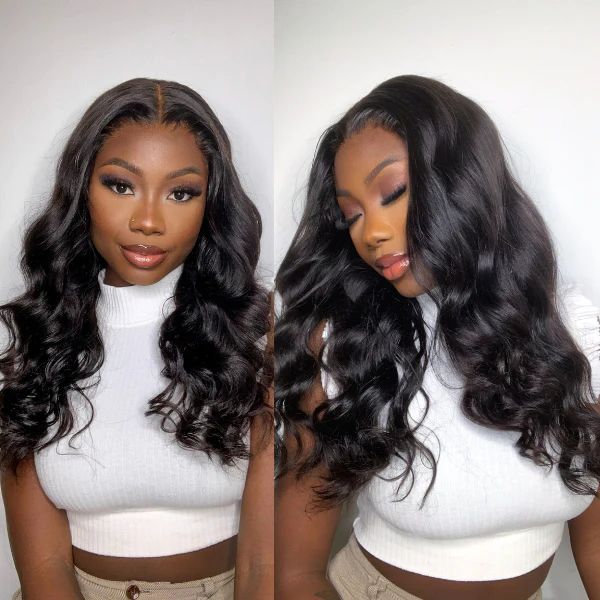 18&quot; 13x4 Lace Frontal Body Wave Natural Black Human Hair Wigs