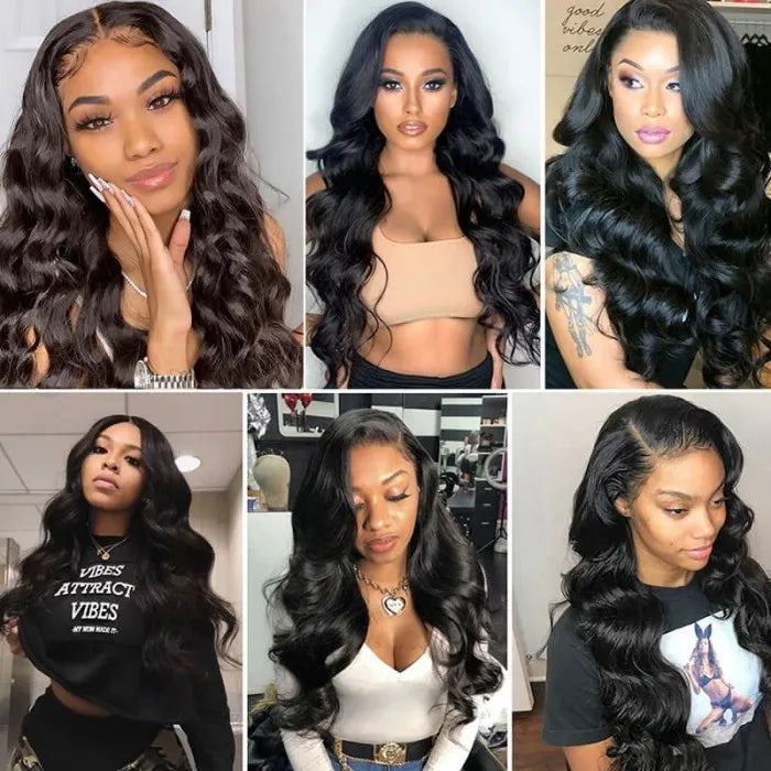 24&quot; Wear&amp;Go Upgraded 6x5 Pre-Cut Lace Closure Body Wave Natural Black Human Hair Wig