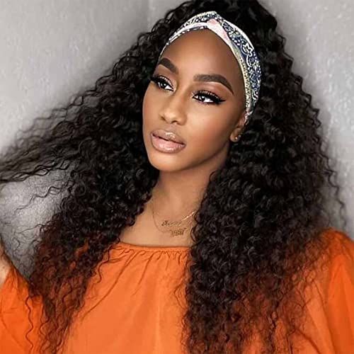 20&quot; Glueless Headband Water Wave Full Machine Made No Lace Human Hair Wig
