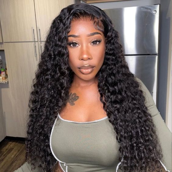 HD Lace 6x5 Lace Closure Wigs Deep Wave Glueless Wig Pre Plucked Natural Black Deep Wave Human Hair Wigs