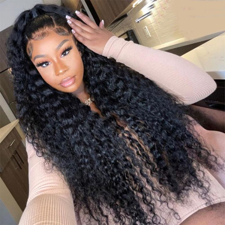 30“ 13x4 Lace Front Jerry Curly Bleached Knots Natural Black Human Hair Wig Free Part