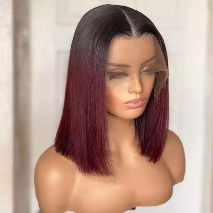 Red Burgundy 4x4 Lace Bob Wigs - Natural Straight Human Hair (Color 
