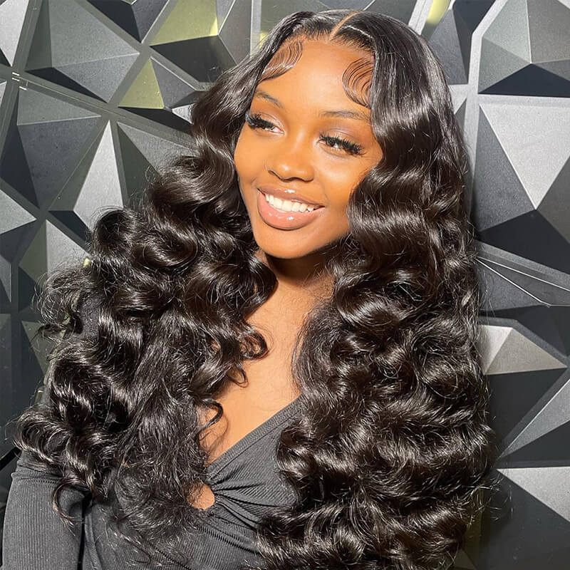 [clearance]Glueless 4x4 Lace Closure Loose Wave Natural Black Wigs