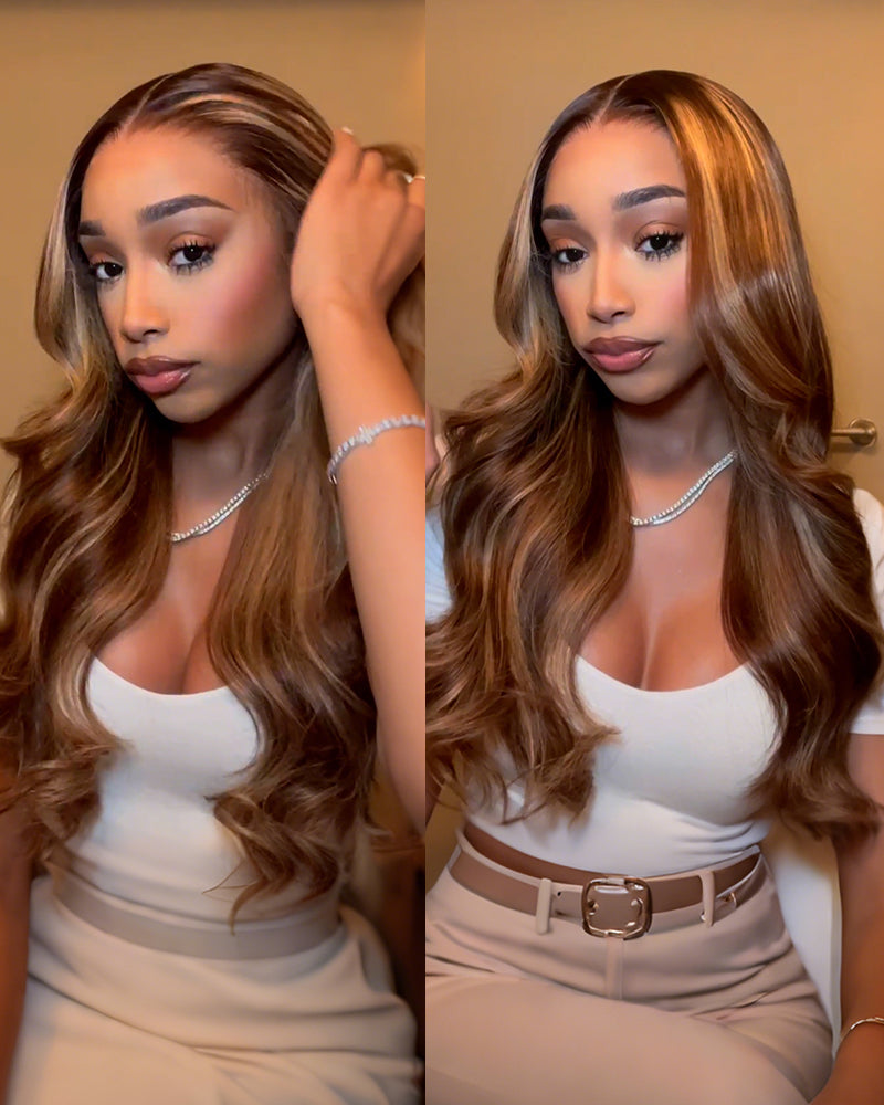 Arabella 13x6 Three-Go™ Ombre Highlight Honey Blonde Glueless Wig Body Wave With Drawstring 100% Human Hair Wig