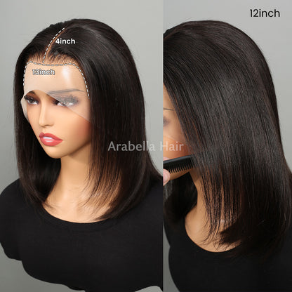 [super sale]13x4 Lace Frontal Short Straight Bob Human Hair Wig- Free Part for Black Women