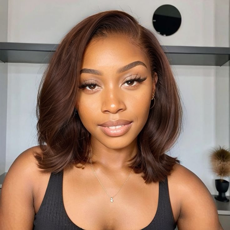 Layered Short Bob 6x5 Pre-Cut Lace Celebrity Style C Part Human Hair Wig