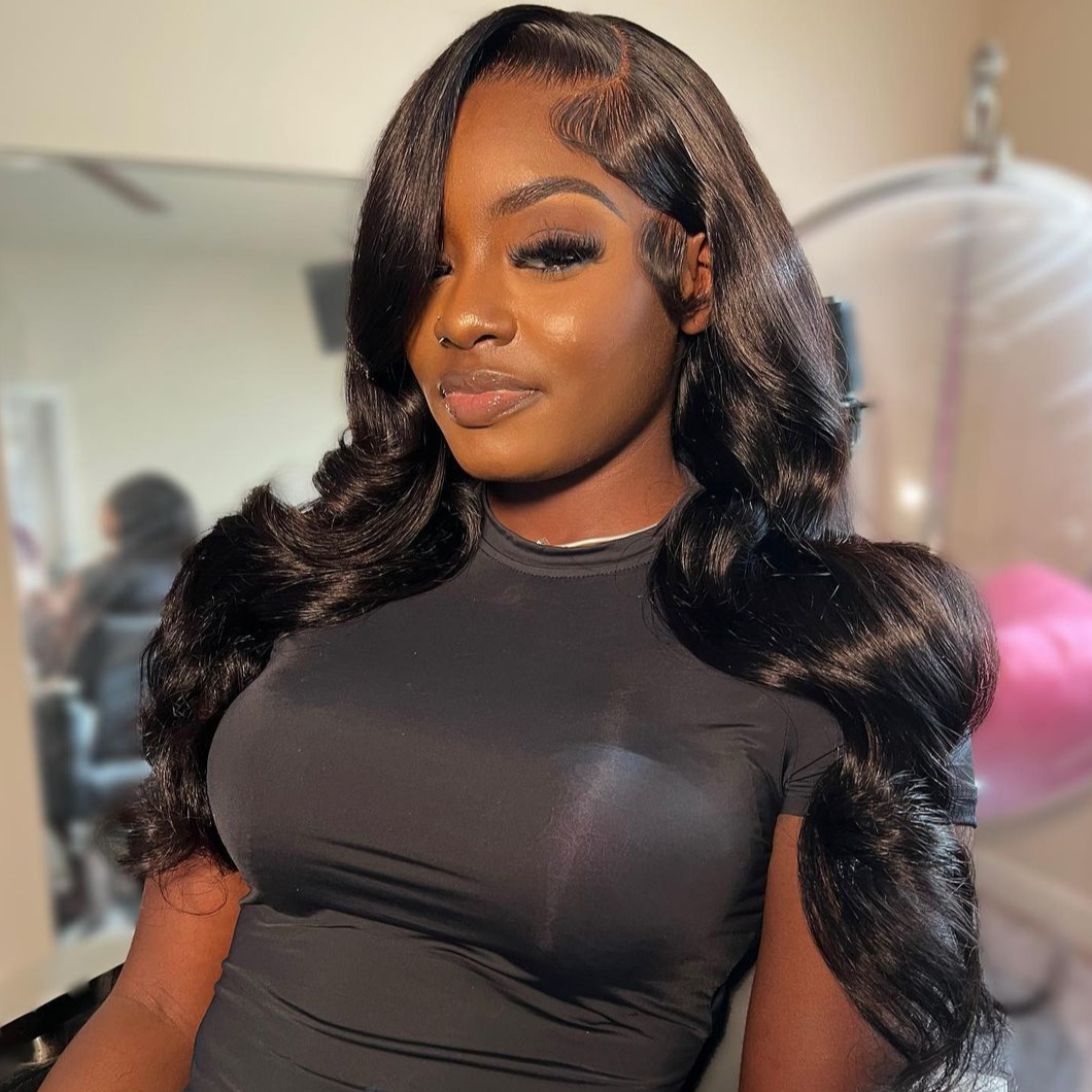 Blowout In Wavy Natural Black Glueless 6x5 Pre-Cut Lace Human Hair Wigs