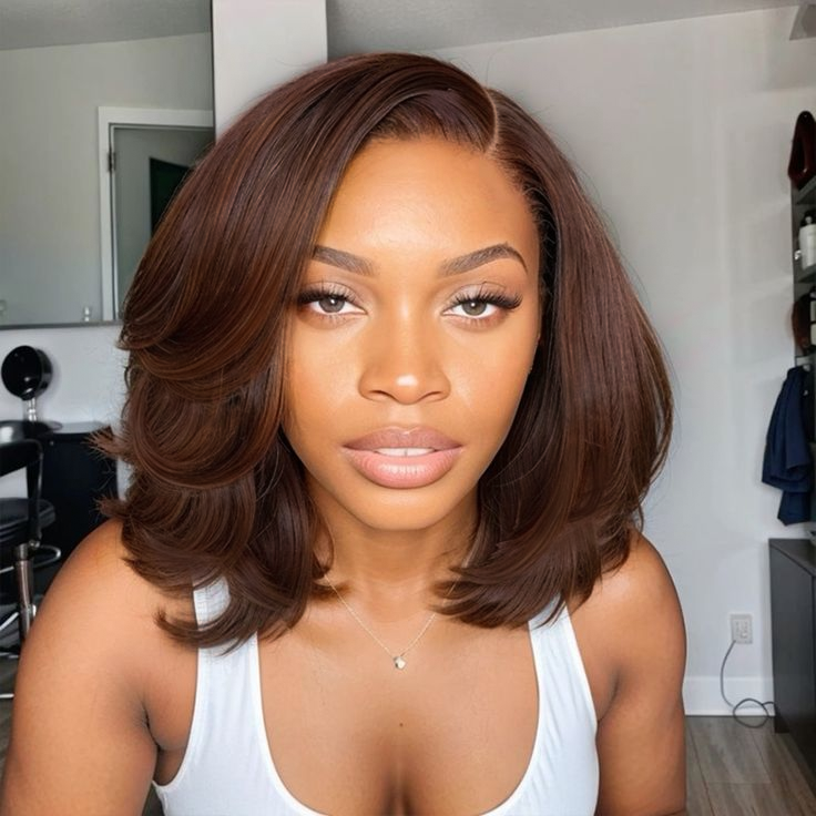 Layered Short Bob 6x5 Pre-Cut Lace Celebrity Style C Part Human Hair Wig