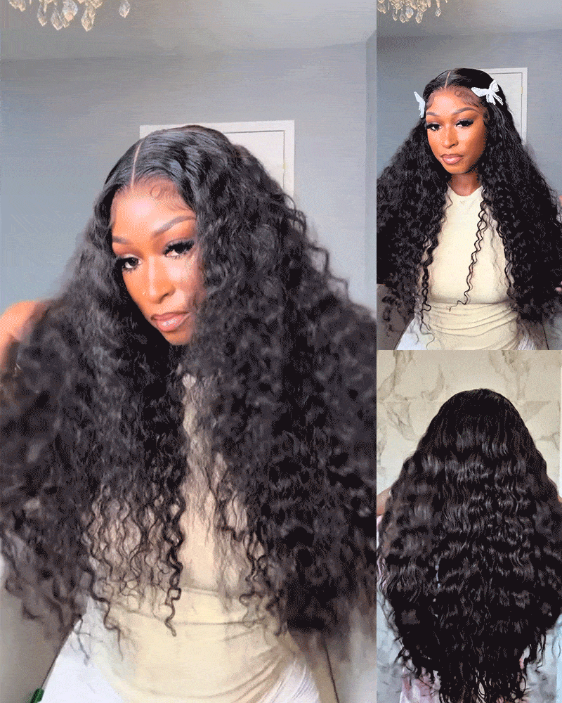 Arabella Hair Arabella 13x6 Three-Go™ Glueless Wig Water Wave With Drawstring Natural Black 100% Human Hair Wig