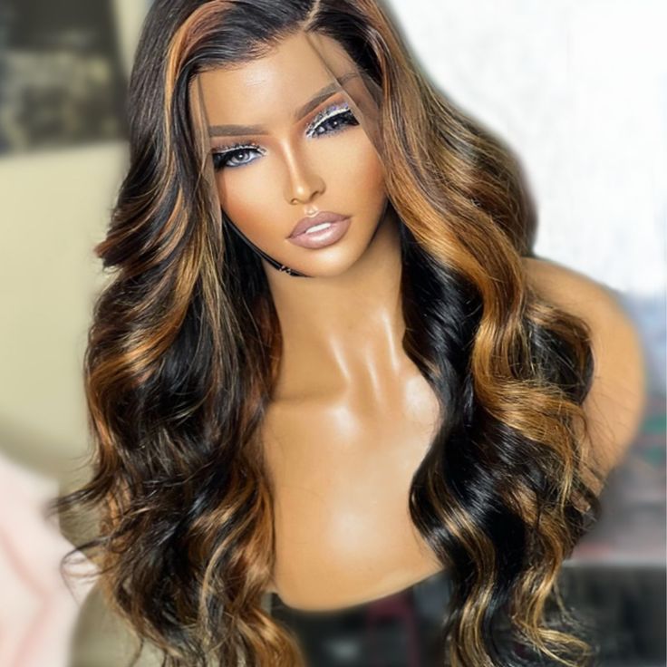 360 Full Lace Frontal Body Wave Highlight 30 Colored Human Hair Wig