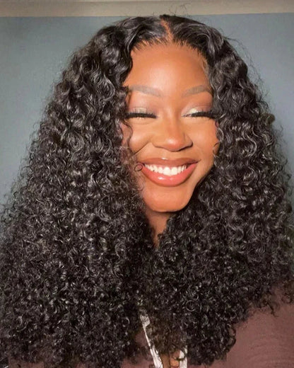 Jerry Curly Natural Black 13x4 Glueless Lace Front Human Hair Wig