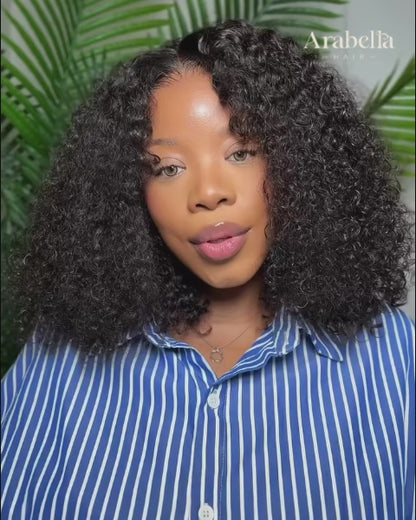 【VIP Offer】Arabella 13x5 Lace Glueless Jerry Curly Bob Wig With Pre-Cut Lace Invisible Knots Natural Black Virgin Hair Wig