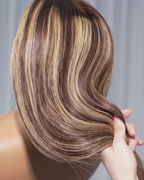 【Subscriber Deal】Arabella 13x6 Three-Go™ Glueless Wig Silky Straight With Drawstring Honey Blonde Highlight on Brown Wig 100% Human Hair Wig