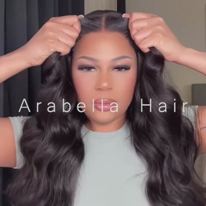 Body Wave Natural Black 13x4 Lace Front Human Hair Wig With Bleached Knots
