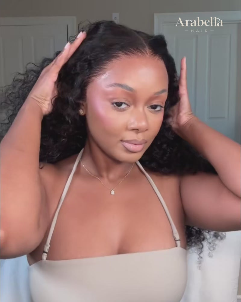 13x6 invisible HD lace glueless wig jerry curly natural black human hair wig