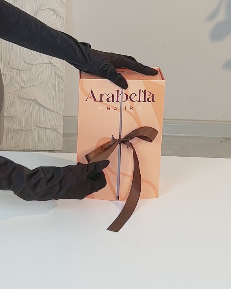 Arabella Hair unboxing video with free wig gifts and exclusive accessories for customers.