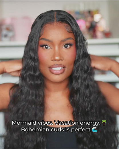 Bohemian Natural Curl Natural Black Wigs Glueless 6x5 Lace Wear Go Human Hair Wig Middle Part
