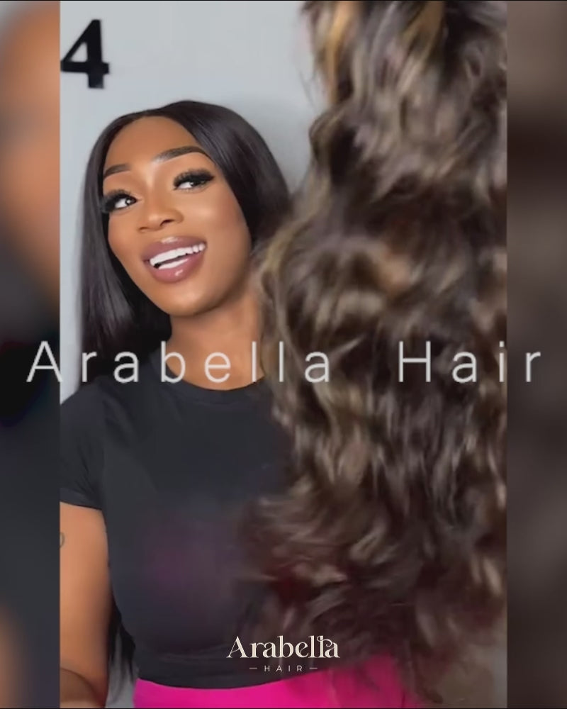 Arabella body wave balayage highlights human hair wig curling & layered haircut tutorial 2026