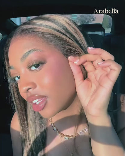 13x6 lace wig glueless silky straight honey blonde highlight on brown human hair
