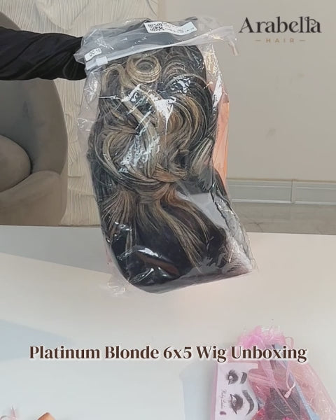 Arabella 6x5/13x6 Glueless Wig Ombre Platinum Blonde Balayage Highlights Loose Body Wave Wig Pre-cut Lace Beginner Friendly