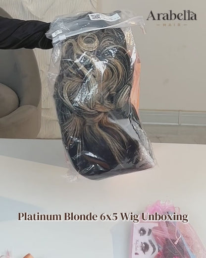 Arabella 6x5/13x6 Glueless Wig Ombre Platinum Blonde Balayage Highlights Loose Body Wave Wig Pre-cut Lace Beginner Friendly