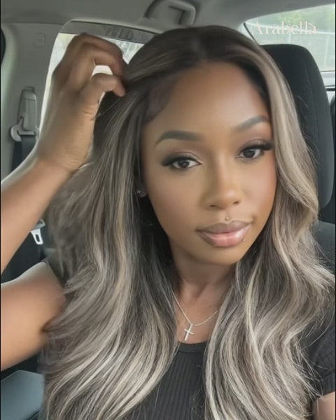 Arabella 6x5/13x6 Glueless Wig Ombre Platinum Blonde Balayage Highlights Loose Body Wave Wig Pre-cut Lace Beginner Friendly Tiktok Recommend