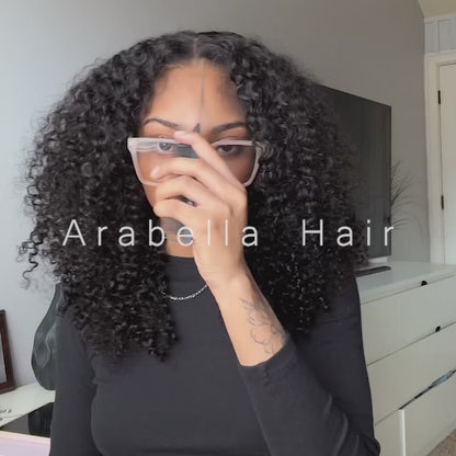 【Limited Design】Special Jerry Curl Natural Black 6-inch Deep Lace Double Drawn Human Hair Wigs