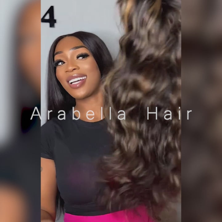 Balayage Highlight Color Body Wave 6x5/13x4 Lace Front Human Hair Wig Free Part