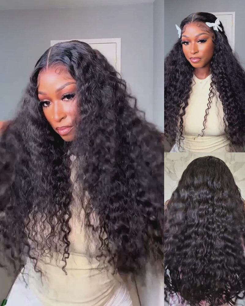 【Extra Long Wigs Sale】Arabella 13x6 Three-Go™ Glueless Wig Water Wave With Drawstring Natural Black 100% Human Hair Wig