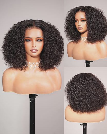 Pure-Luxe™ Special Jerry Curl Natural Black Pre-Cut 13x6 Lace Ultra-Dense Glueless Human Hair Wig
