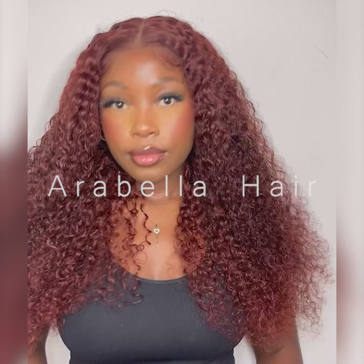 Water Wave Curly Auburn Reddish Color Wig Copper 