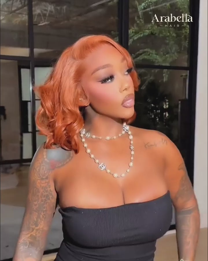Arabella 13x6 Lace Three-Go™ Dark Copper Ginger Glueless Wig Loose Body Wave With Drawstring 100% Human Hair Wig