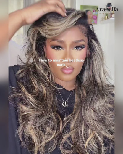 Ombre Platinum Blonde Balayage Highlights Color Loose Body Wave Pre-Cut 6x5 Glueless Lace Human Hair Wigs