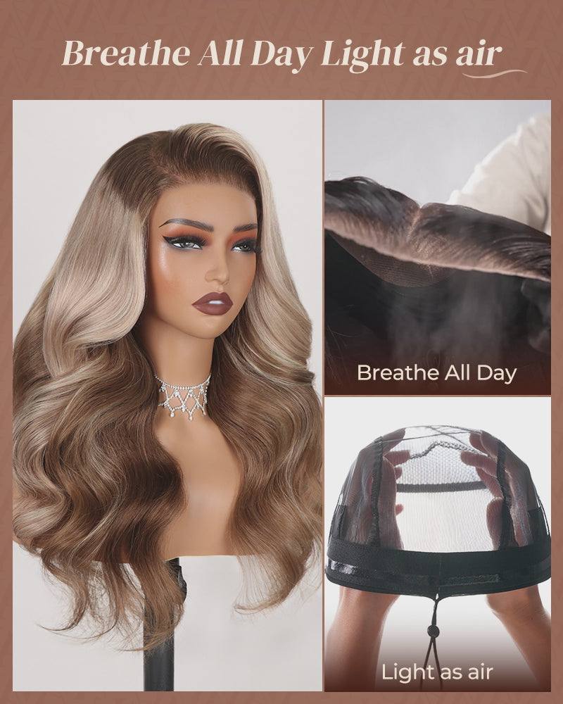 Arabella 13x6 Three-Go™ Blonde and Brown Ombre Glueless Wig Loose Body Wave With Drawstring