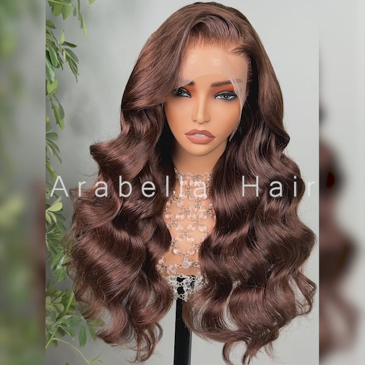 Dark Brown Colored Loose Body Wave Glueless 6x5 Pre-Cut Lace Easy-Wear Human Hair Wigs