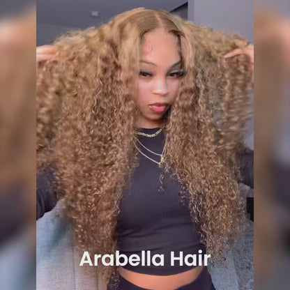 Piano Highlight Color Water Wave Curly 13x4/6x5 Lace Human Hair Wig Free Parting