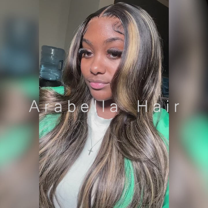 30&quot; 6x5 Glueless Lace Balayage Highlight Colored Wigs Body Wave Human Hair Wigs Beginner Friendly