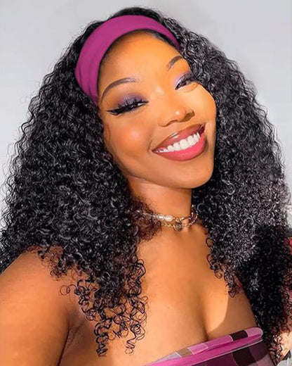 3 In 1 Half Wig | Special Jerry Curl Natural Black With Drawstring Cap No Glue Needed Human Hair Wigs