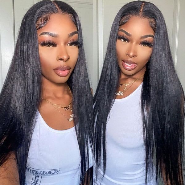 [clearance sale] 4x4 Lace Closure Glueless Straight Wig Natural Black Human Hair Wigs