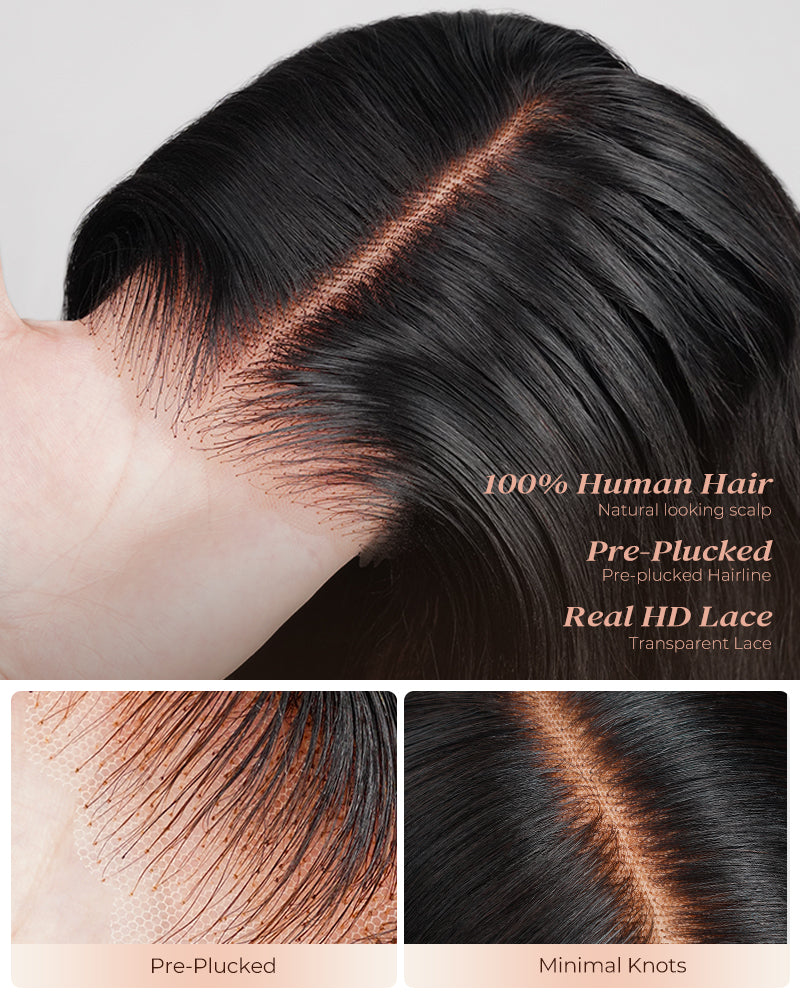 【Bogo Sale】Silky Straight Natural Black 13x4/6x5 Pre-Cut Lace Front Human Hair Wig
