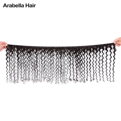 Human hair wig {12A 3Pcs+Closure} Brazilian Water Wave 3 Bundles Hair Weft With 4x4 Lace Closure - arabellahair.com