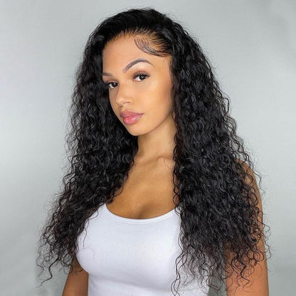 [clearance] 22&quot; Water Wave Free Part 13x4 Lace Frontal Wig 100% Human Hair Wig
